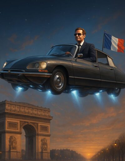 MACRON EN DS8 VOLANTE AUX CHAMPS ELYSEES